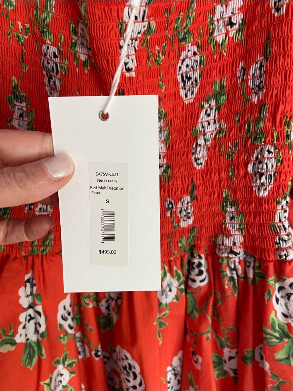 Caroline Constas Coral-Red Floral Puff-Sleeve Tiered Mini Dress - Picture 2 of 4